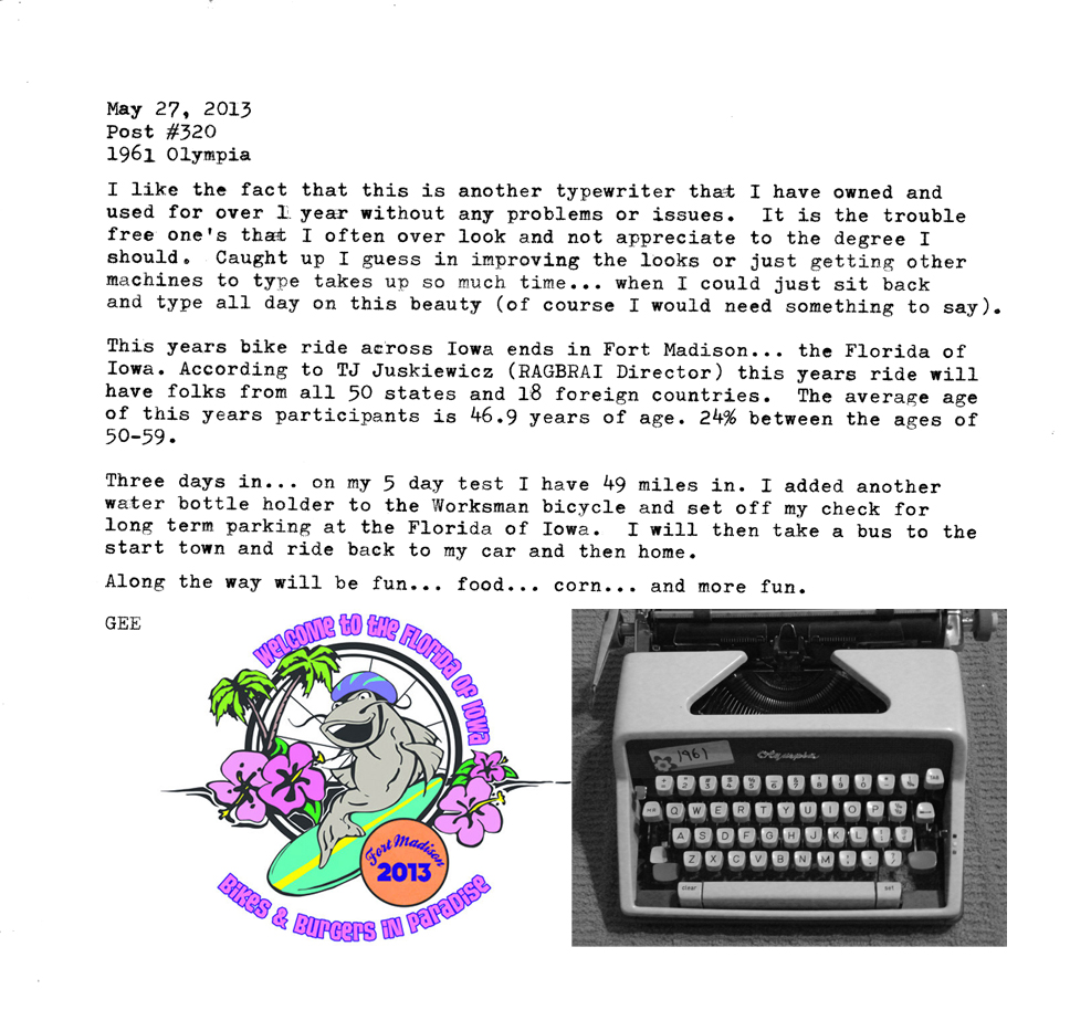 Typed with ease on a 1961 Olympia Portable.