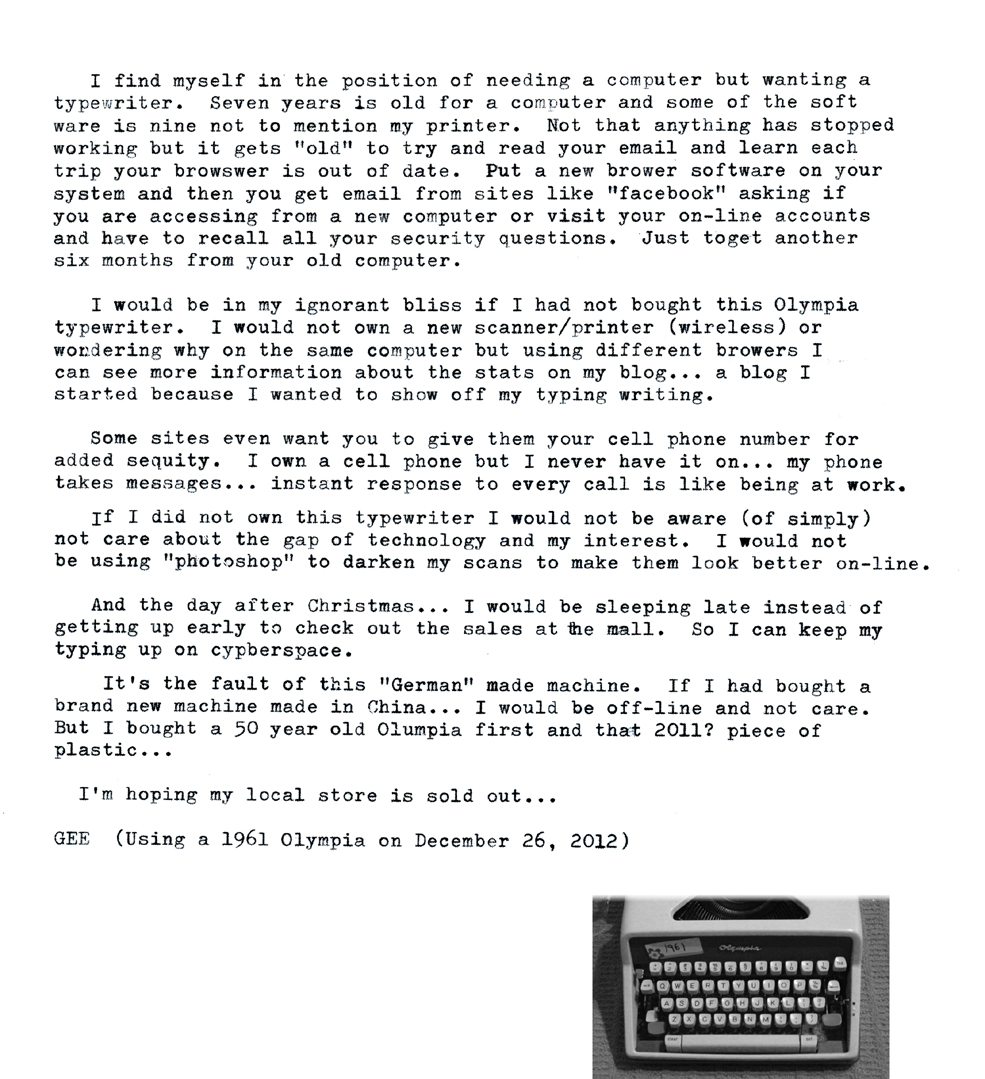 If you buy a typewriter you will need a good computer... 61 Olympia