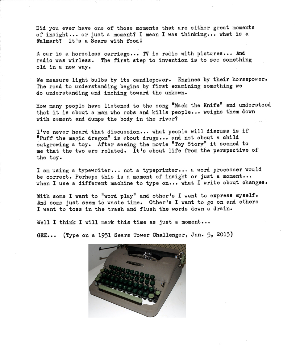 Wordplay & reflections ( l951 Sears Tower Challenger Typewriter)