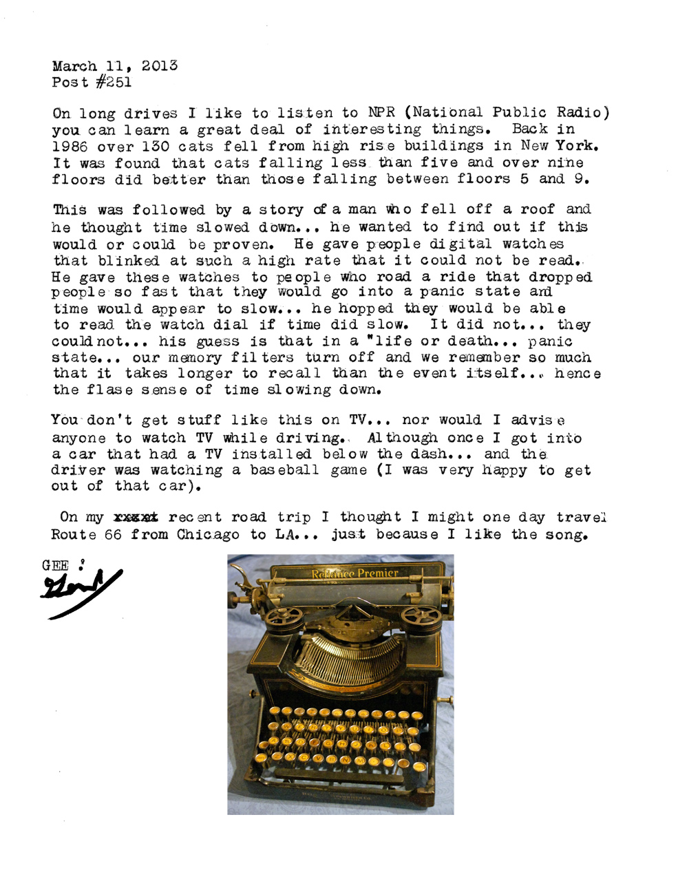 Typing on a Reliance Premier is part of my world word journey.