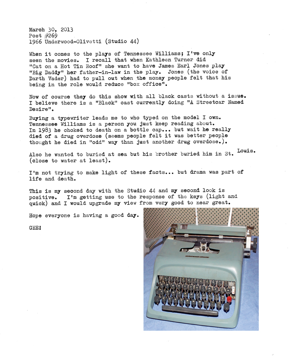 Typed on a 1966 Studio 44 by Underwood-Olivetti