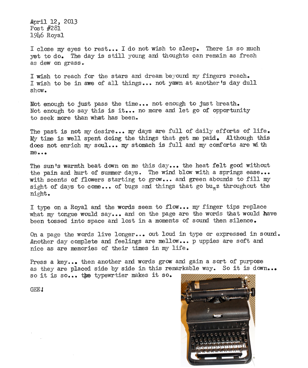 1946 KMM Royal... big words... from a big typewriter.