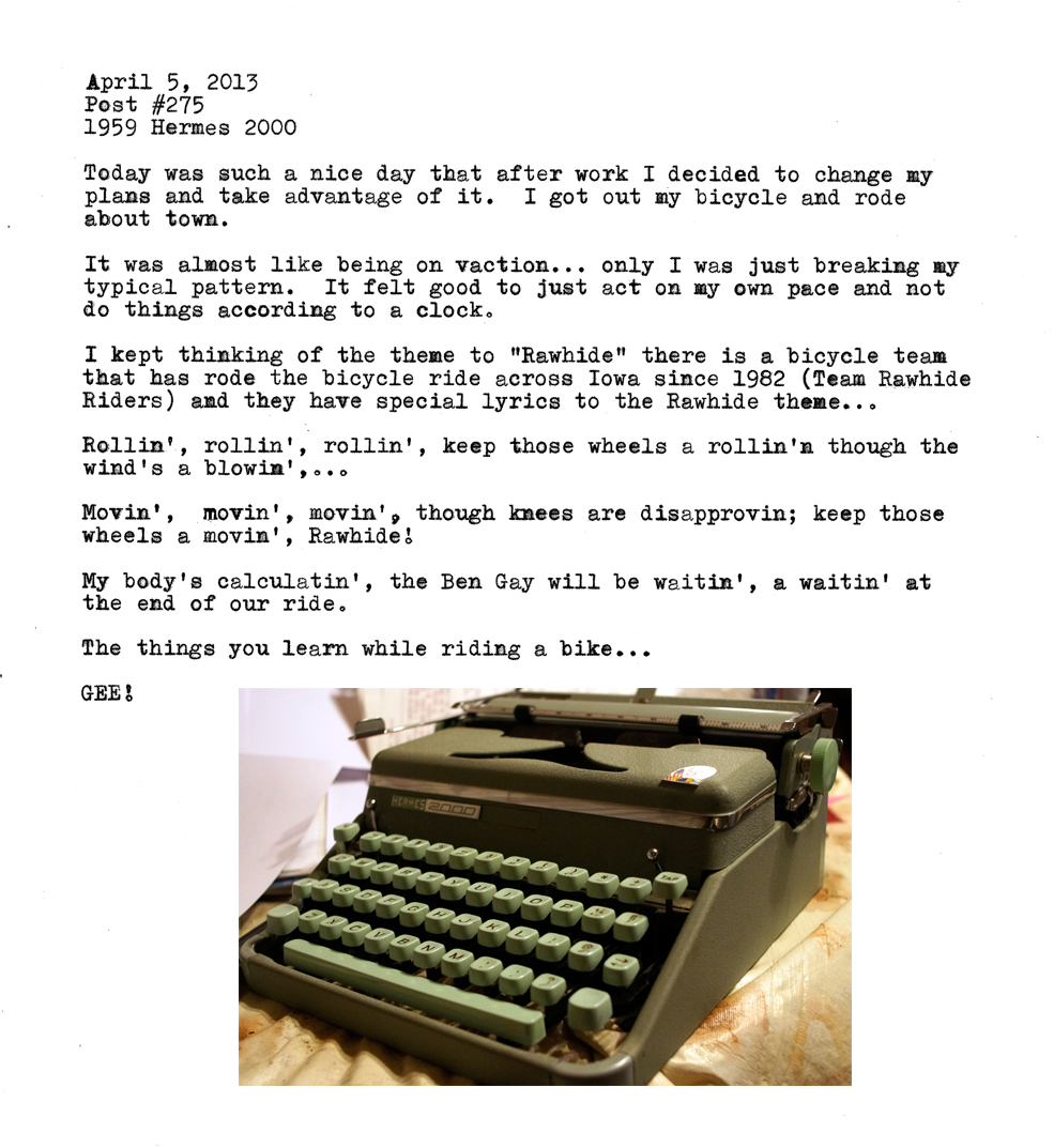 Captured with a 1959 Hermes 2000 typewriter