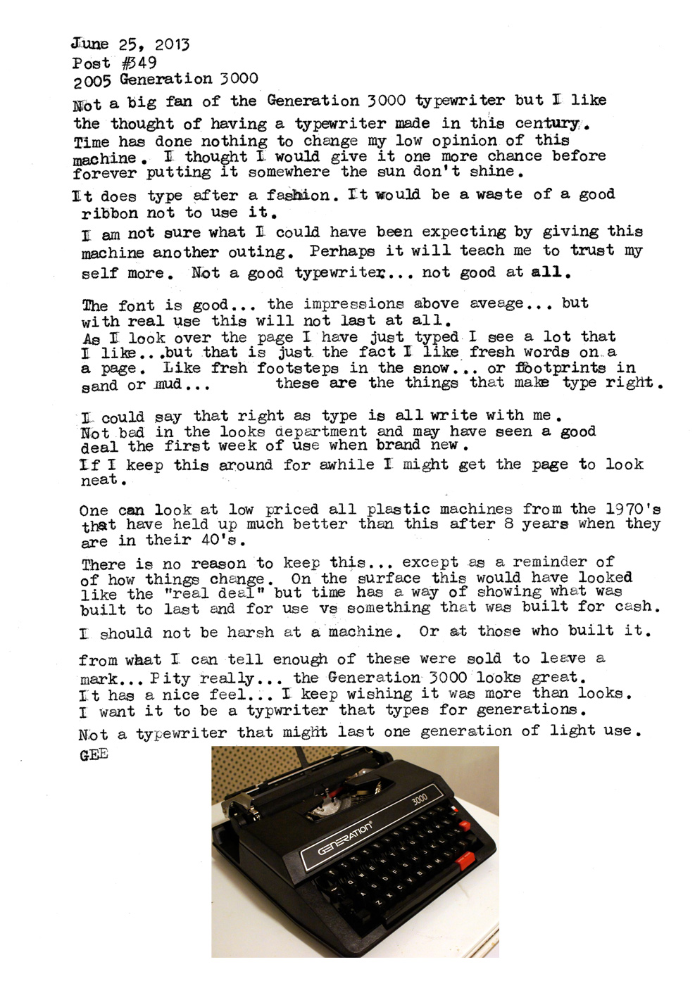 2005 Generation 3000... a typewriter of this century.