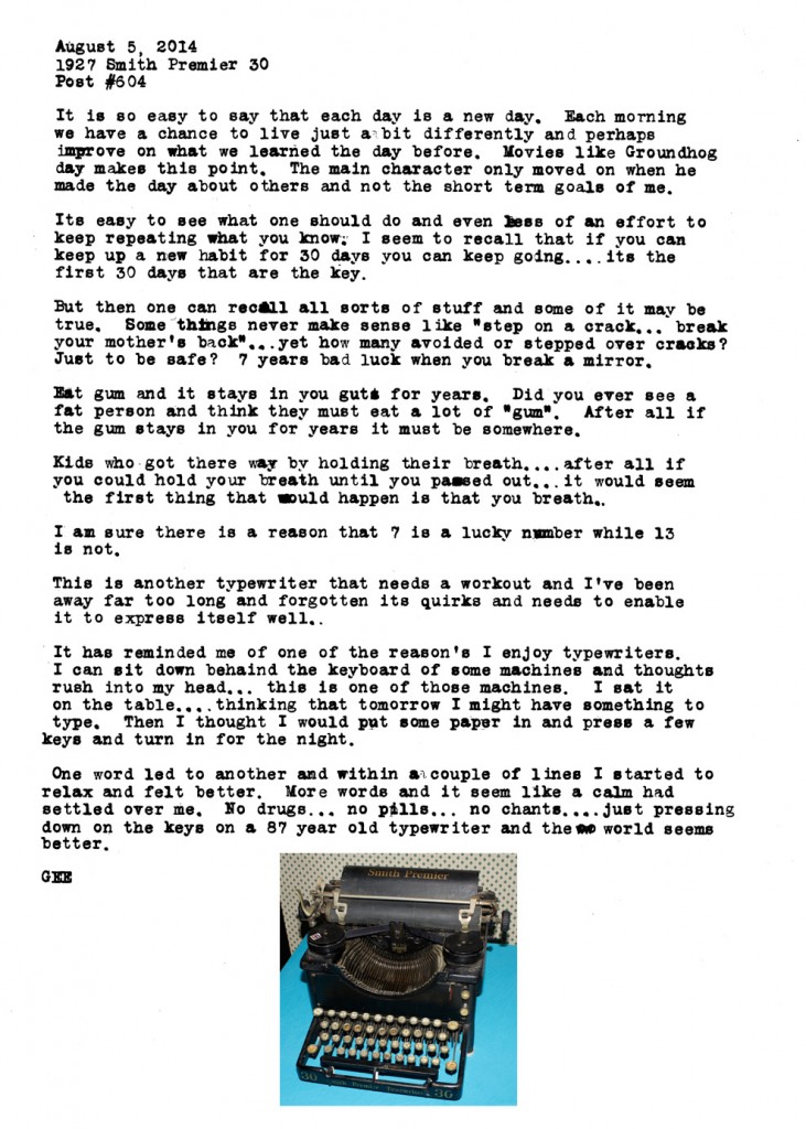 Typewriter Statement Typewriters… calm the soul. – Type OH! The manual typewriter experience…